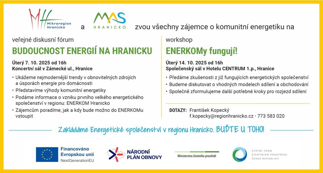 Pozvánka na veřejné fórum „Budoucnost energií na Hranicku“